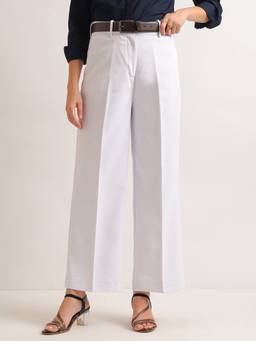 Hancock - Women's Wide Fit Solid White Trouser