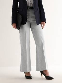 Hancock - Women Flared Fit Solid Grey Trouser