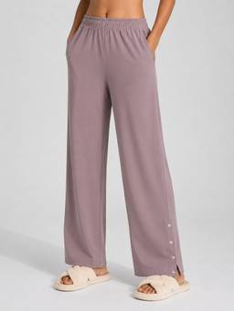 Slumber Jill - Women's Regular Fit Solid Taupe Pant
