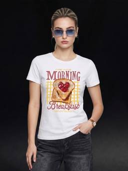 JUNEBERRY - Women Cotton Typography White Tshirt