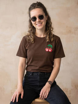 JUNEBERRY - Women's Cotton Printed Brown Tshirt