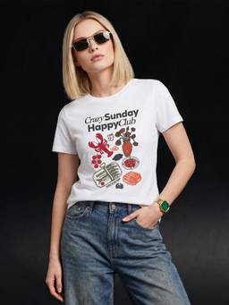 JUNEBERRY - Women Typography White Tshirt