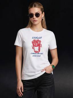 JUNEBERRY - Women's Typography Cotton White Tshirt