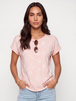 max - Women Floral Print Pink Tshirt