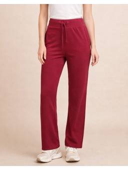 Club York - Women's Red Solid Track Pant