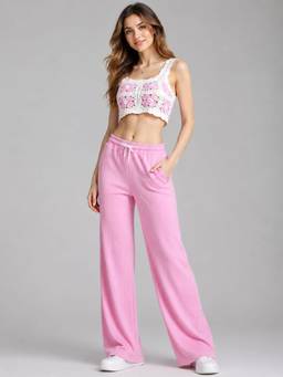 Club York - Women's Solid Pink Track Pant
