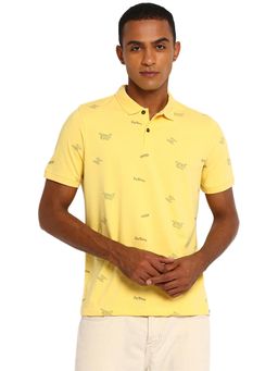 Lee - Men Yellow Printed Slim Fit Polo T-shirt