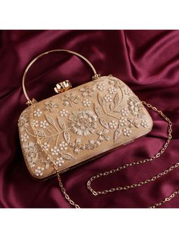 SWISNI - Gold Raw Silk Clutches SWIS-570