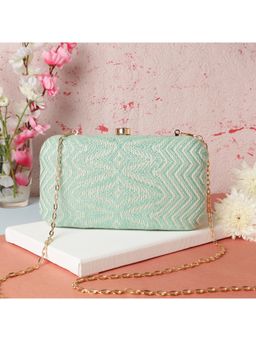 SWISNI - Green Raw Silk Clutches SWIS-573