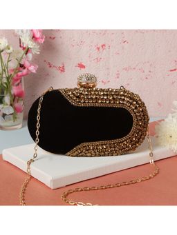 SWISNI - Black velvet Clutches SWIS-588