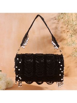 SWISNI - Black Raw Silk Clutches SWIS-594