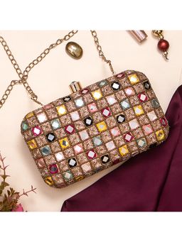 SWISNI - Gold Satin Clutches SWIS-716
