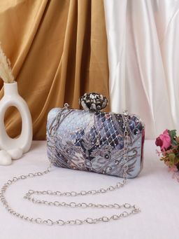 SWISNI - Grey SATIN Clutches SWIS-830