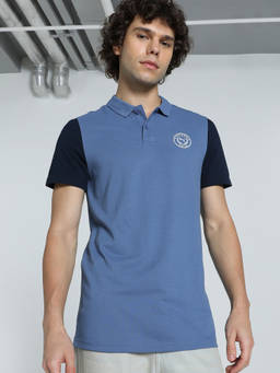 Puma - ESS Contrast Sleeve Men Blue Polo T-Shirt