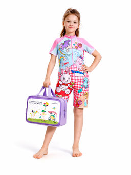 Little Surprise Box - Checks Rabbit Kids Swimwear UPF 50+ with Cap & Washbag