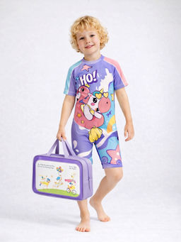 Little Surprise Box - Flamingo Unicorn Kids Swimwear with Cap & Washbag
