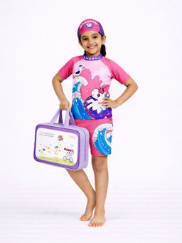 Little Surprise Box - Pink Printed T-Shirt, Shorts and Cap with Wash Bag (Set of 4)