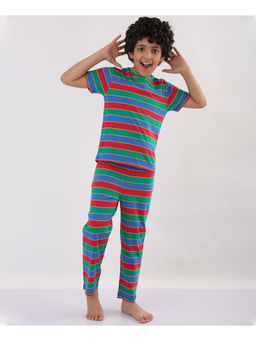 ANTHRILO - Summer Red Royal Yellow Striped Co-Ord (Set of 2)