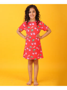 ANTHRILO - Cherry Red Night Knee Length Dress (12-14 Years)