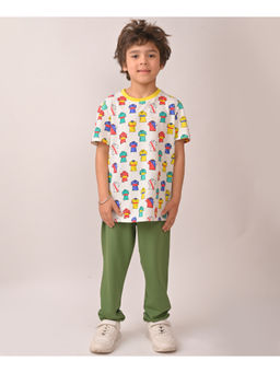 ANTHRILO - Summer Polo Olive Boys T-Shirt & Joggers - White (Set of 2)