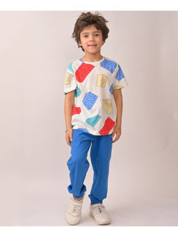 ANTHRILO - Summer Block Builder Royal T-Shirt & Joggers - White (Set of 2)