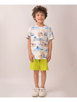 ANTHRILO - Summer Digger Lime Boys T-Shirt & Shorts - Off White (Set of 2)