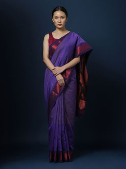 CHOWDHRAIN - Gulbagh Chanderi Saree with Unstitched Blouse