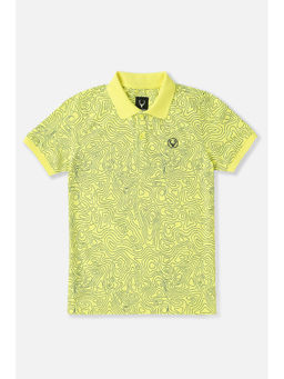Allen Solly - Boys Yellow Self Design Polo T- Shirt