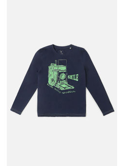 Allen Solly - Boys Navy Blue Printed T-Shirt