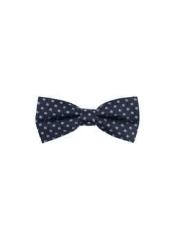 The Tie Hub - Navy Blue Line Textured Silk Bow Tie