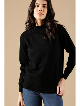 Gipsy - Black Regular Fit Acrylic Sweaters