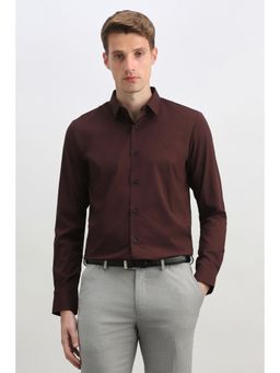 Allen Solly - Men Maroon Solid Full Sleeves Formal Shirt