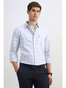 Allen Solly - Men Light Blue Classic Fit Check Full Sleeves Casual Shirt