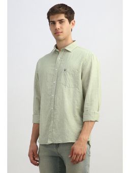 Allen Solly - Men Green Classic Fit Stripe Full Sleeves Casual Shirt