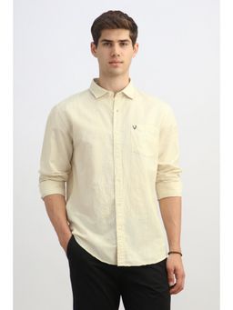 Allen Solly - Men Cream Classic Fit Stripe Full Sleeves Casual Shirt