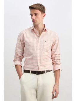 Allen Solly - Men Light Pink Classic Fit Check Full Sleeves Casual Shirt