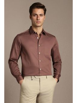 Louis Philippe - Men Brown Classic Fit Solid Full Sleeves Formal Shirt