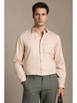 Louis Philippe - Men Nude Classic Fit Textured Full Sleeves Formal Shirt