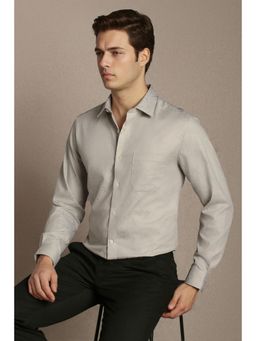 Louis Philippe - Men Grey Classic Fit Textured Full Sleeves Formal Shirt