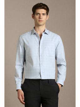 Louis Philippe - Men Light Blue Classic Fit Textured Full Sleeves Formal Shirt