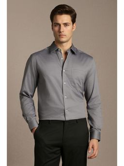 Louis Philippe - Men Grey Classic Fit Print Full Sleeves Formal Shirt