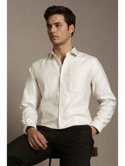 Louis Philippe - Men White Classic Fit Textured Full Sleeves Formal Shirt