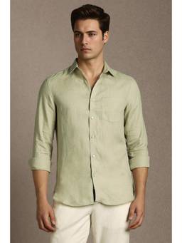 Louis Philippe - Men Light Green Classic Fit Solid Full Sleeves Formal Shirt