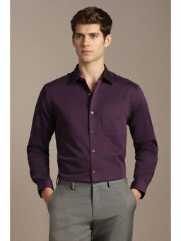 Louis Philippe - Men Purple Classic Fit Solid Full Sleeves Formal Shirt