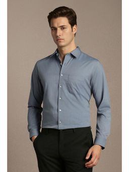 Louis Philippe - Men Blue Slim Fit Solid Full Sleeves Formal Shirt