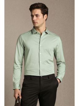 Louis Philippe - Men Green Slim Fit Solid Full Sleeves Formal Shirt