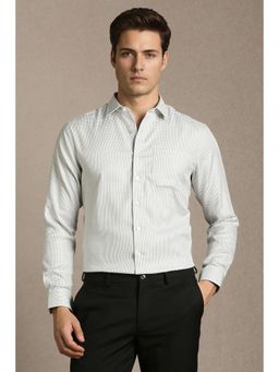 Louis Philippe - Men Grey Slim Fit Check Full Sleeves Formal Shirt