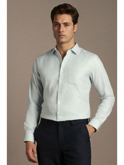 Louis Philippe - Men Light Blue Slim Fit Textured Full Sleeves Formal Shirt