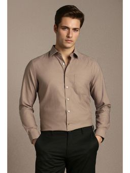 Louis Philippe - Men Brown Slim Fit Textured Full Sleeves Formal Shirt