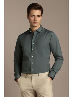 Louis Philippe - Men Grey Slim Fit Solid Full Sleeves Formal Shirt